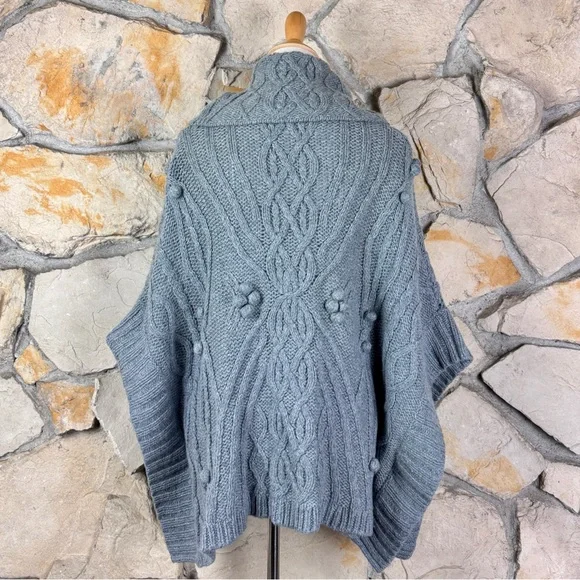 Sleeping on Snow x Anthropologie Cowl Neck Poncho Stormy Gray | OS - Picture 3 of 6